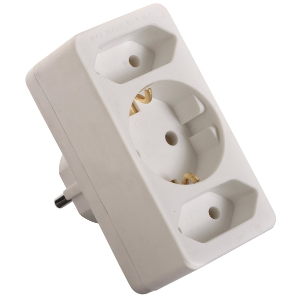 Anco 321179 1 földelt + 2 Euro 2,5A 250V fehér 3-as elosztó Anco 321179 1 földelt + 2 Euro 2,5A 250V fehér 3-as elosztó