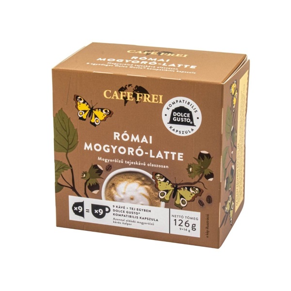 Cafe Frei Római mogyoró latte dolce gusto kompatibilis 9 db kávékapszula Cafe Frei Római mogyoró latte dolce gusto kompatibilis 9 db kávékapszula