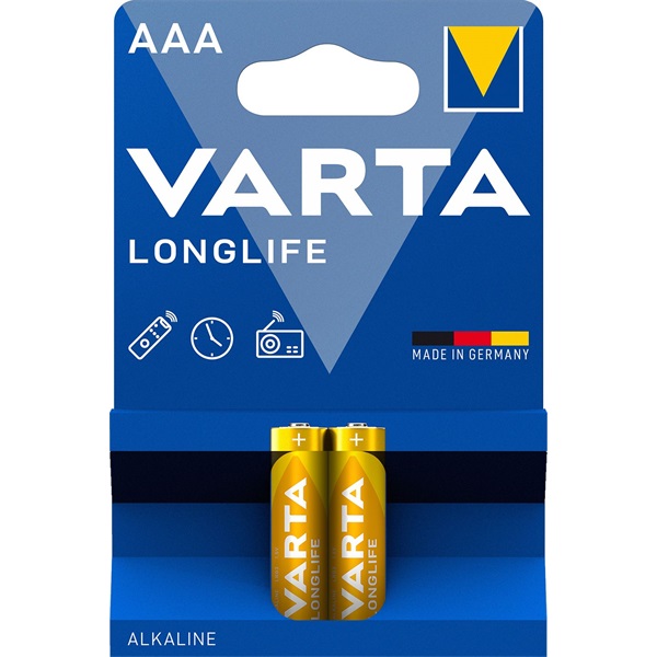 Varta 4103101412 Longlife AAA (LR03) alkáli mikro ceruza elem 2db/bliszter Varta 4103101412 Longlife AAA (LR03) alkáli mikro ceruza elem 2db/bliszter