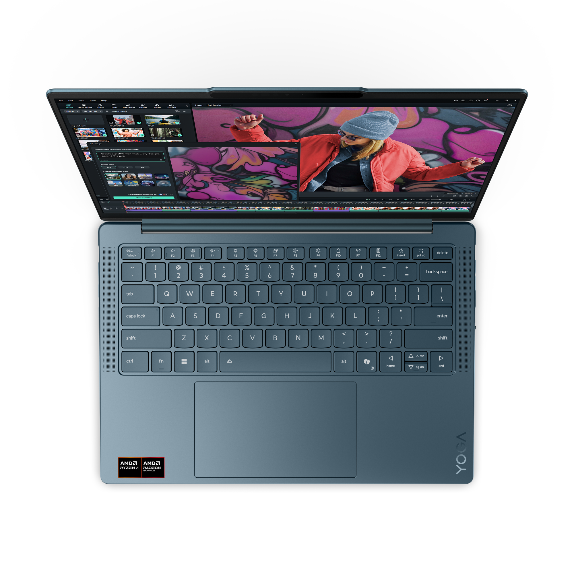 Lenovo Yoga Slim 7 Laptop - 14" WUXGA, AMD Ryzen AI 5 340, 16GB DDR5 RAM, 512GB SSD, Magyar billentyűzet, Windows 11 Home, Zöldeskék