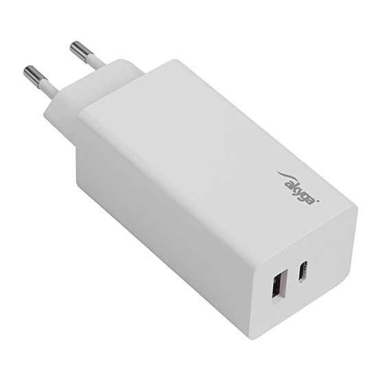 Akyga AK-CH-20 USB-A + USB-C PD 5-20V / max. 5A 100W Quick Charge 3.0 GaN gyorstöltő Akyga AK-CH-20 USB-A + USB-C PD 5-20V / max. 5A 100W Quick Charge 3.0 GaN gyorstöltő