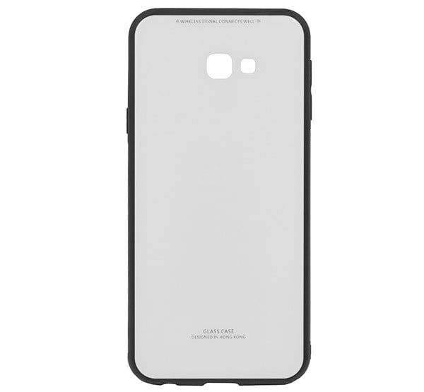 Műanyag telefonvédő (közepesen ütésálló, üveg hátlap) FEHÉR [Samsung Galaxy J4 Plus (SM-J415F)]