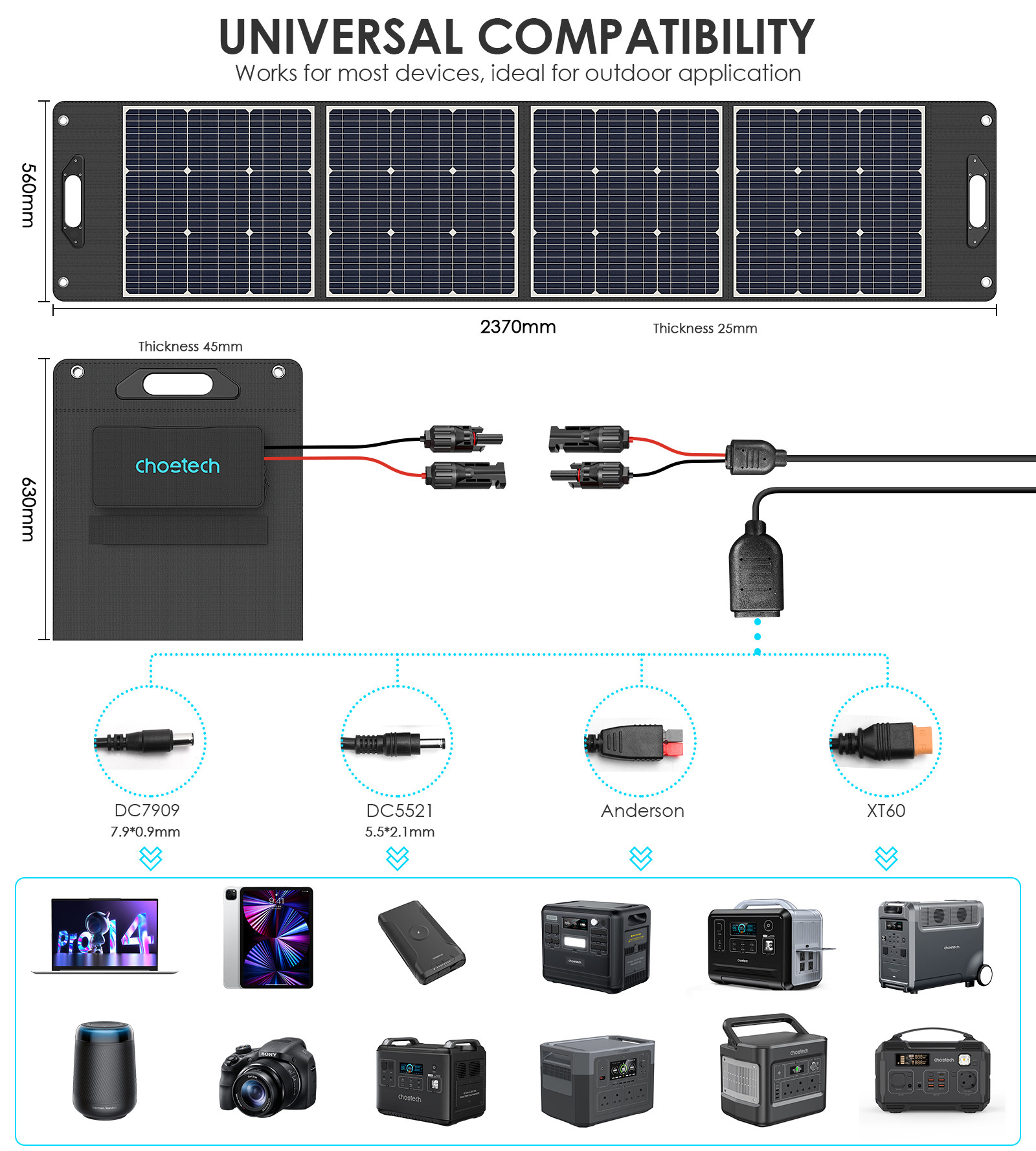 Choetech 200W napelemes könnyű töltő