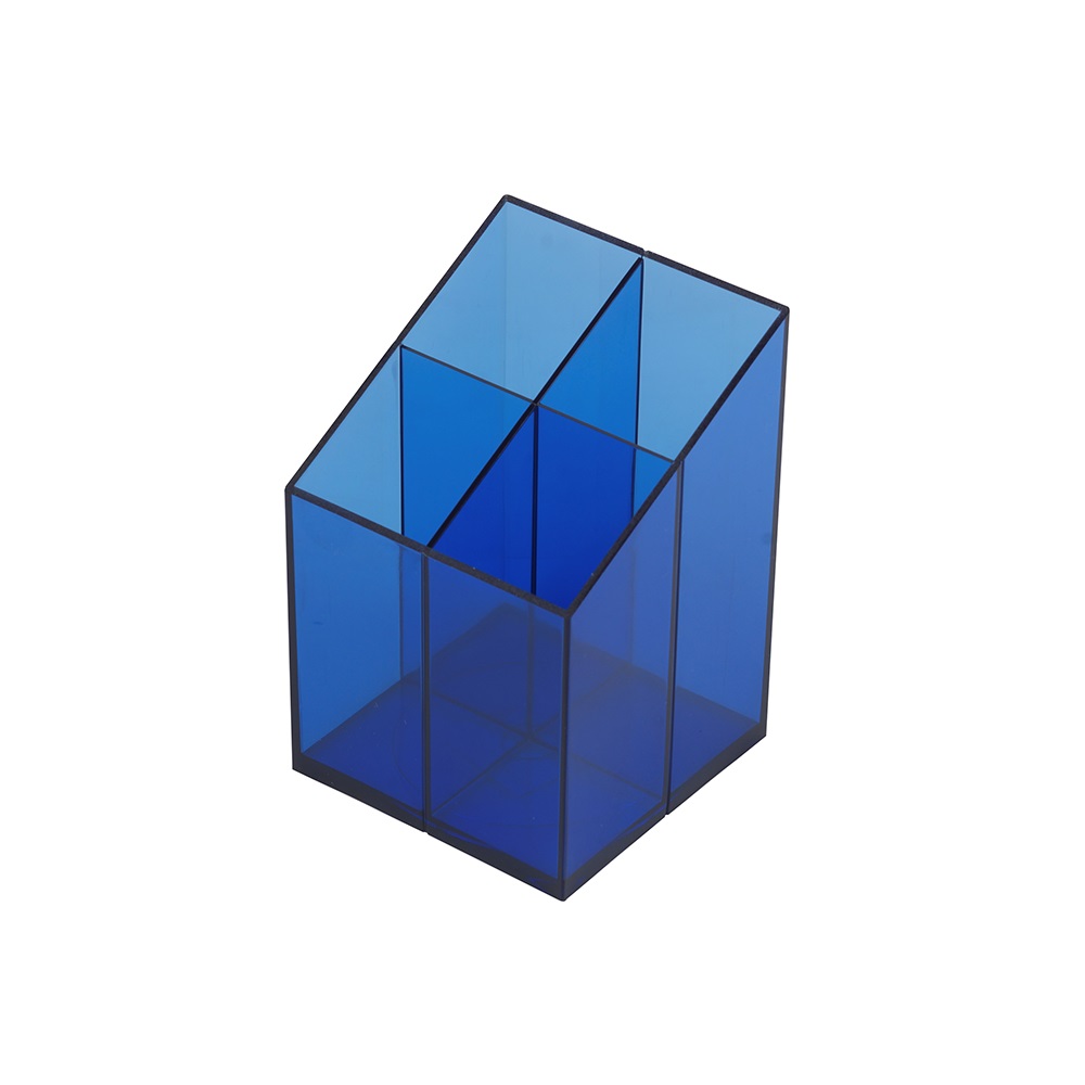 Bluering Írószertartó 4 rekeszes négyszögletű műanyag,  transzparens kék (41037A)