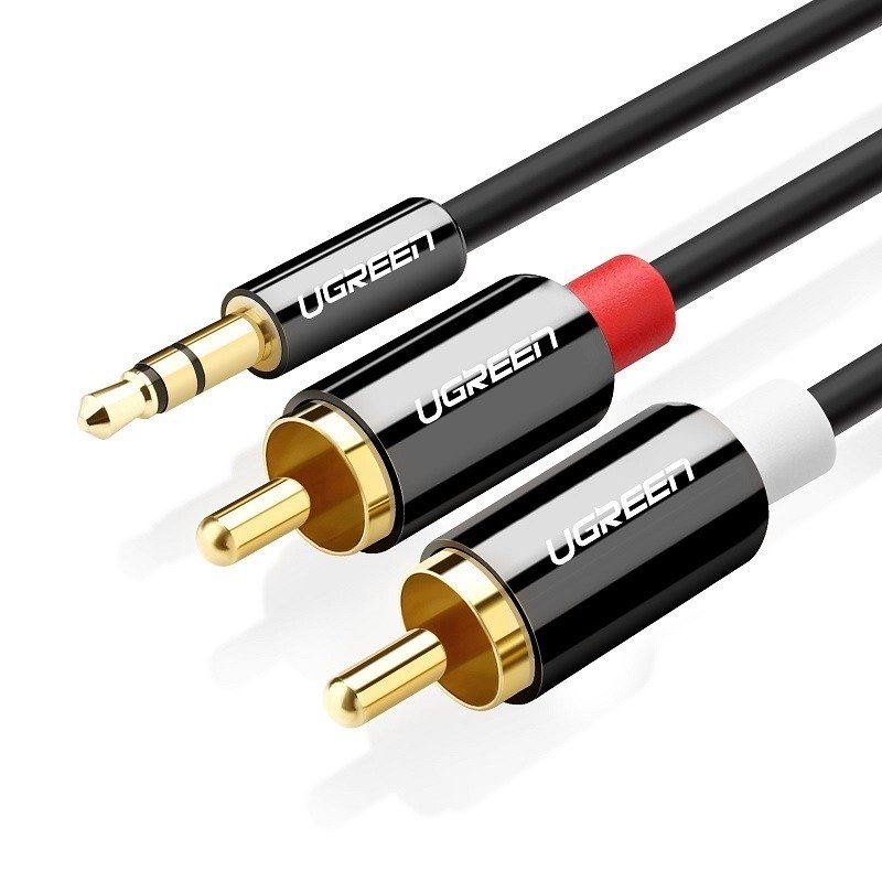 UGREEN AV116 2RCA - Jack 3,5mm kábel Cinch 1m fekete (10749)