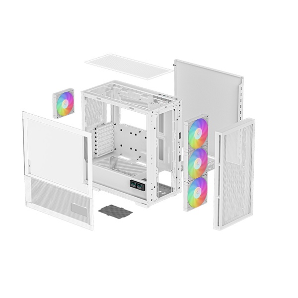 DeepCool Számítógépház - CH560 Digital WH (fehér, 3x14cm + 1x12 venti, Mini-ITX / Micro-ATX / ATX / E-ATX, 2xUSB3.0)