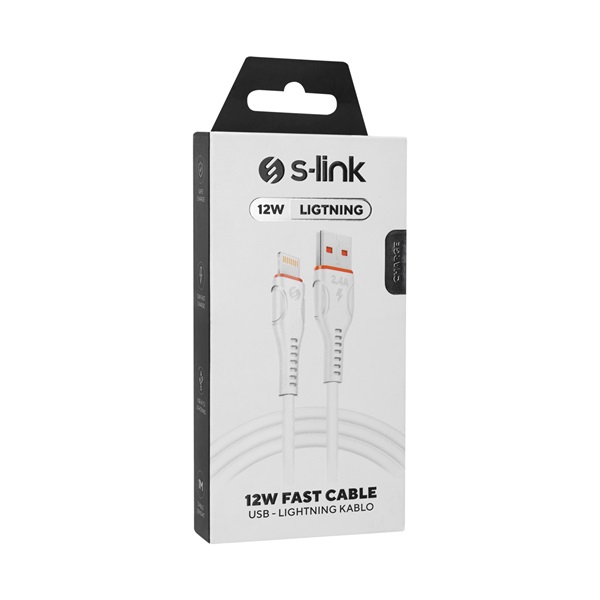 S-Link  SL-X207E  2A  12W  Gyorstöltés Lightning  adat+töltőkábel Fehér 
