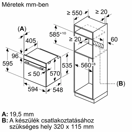 Bosch HRG272EB3  Beépíthető gőz sütő Fekete