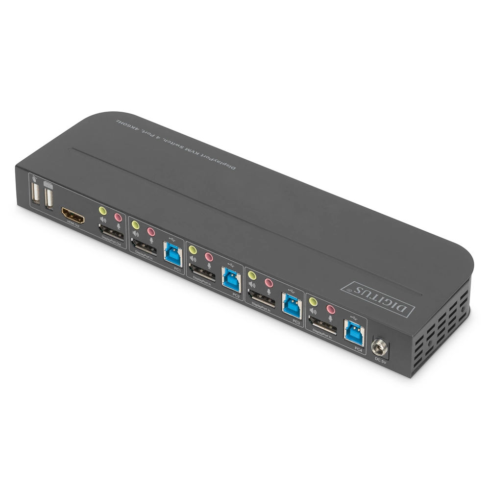 Digitus 4-Port, 4K60Hz, 4x DP in, 1x DP/HDMI out KVM Switch