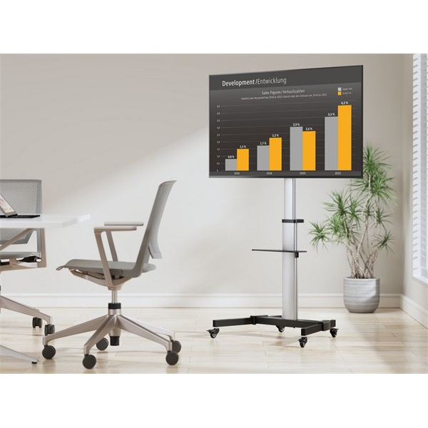 Equip  650630  37"-86" álló  gurulós  forgatható 90° dönthető  Max.:50kg TV állvány fekete 