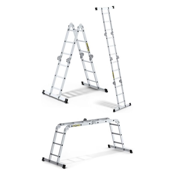 DRABEST HOME 4x3 lépcsős univerzális alumínium létra, összecsukható, 150 kg teherbírás, DR-AL-DU-HOME-4X3