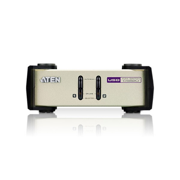2 portos USB-s KVM switch, (billentyűzet, video, egér) elosztó, PS/2 és VGA kimenettel Aten CS82U-AT