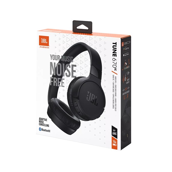 JBL T670 NC BLK Bluetooth zajszűrős fekete fejhallgató