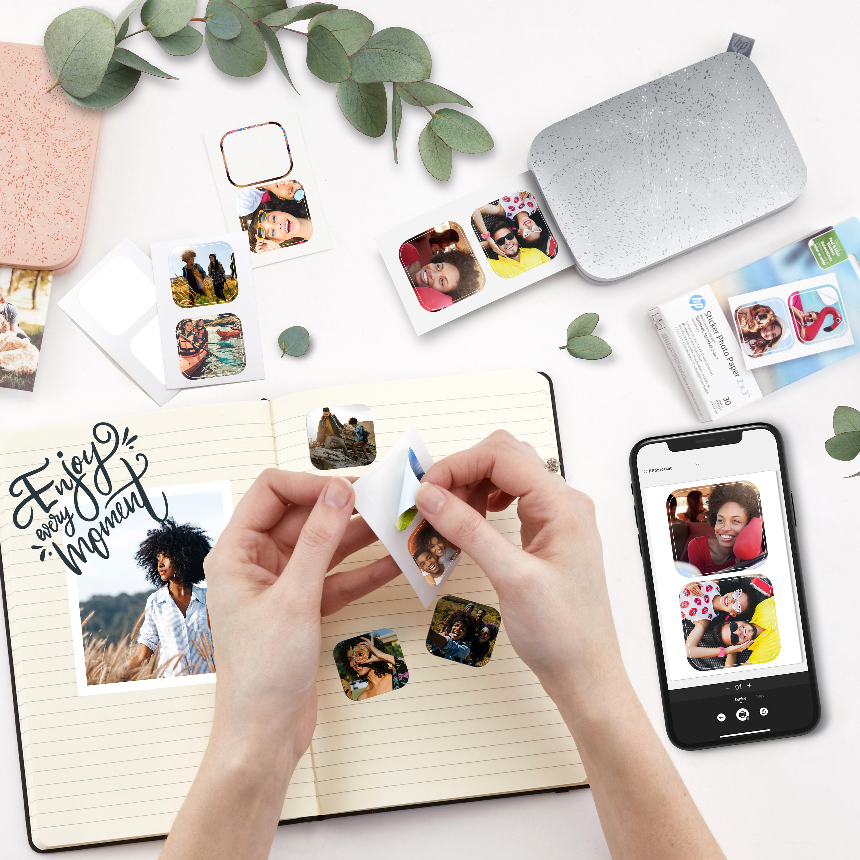 HP Sprocket előre kivágott matrica Zink 2x3 hüvelykes 30 lap