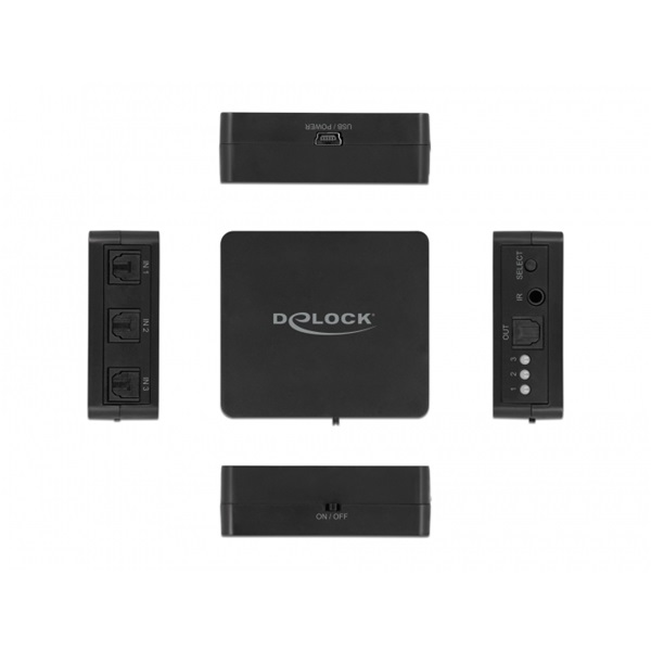 Delock 63395 S/PDIF TOSLINK 3 bemenet/1 kimenet távírányítható switch Delock 63395 S/PDIF TOSLINK 3 bemenet/1 kimenet távírányítható switch