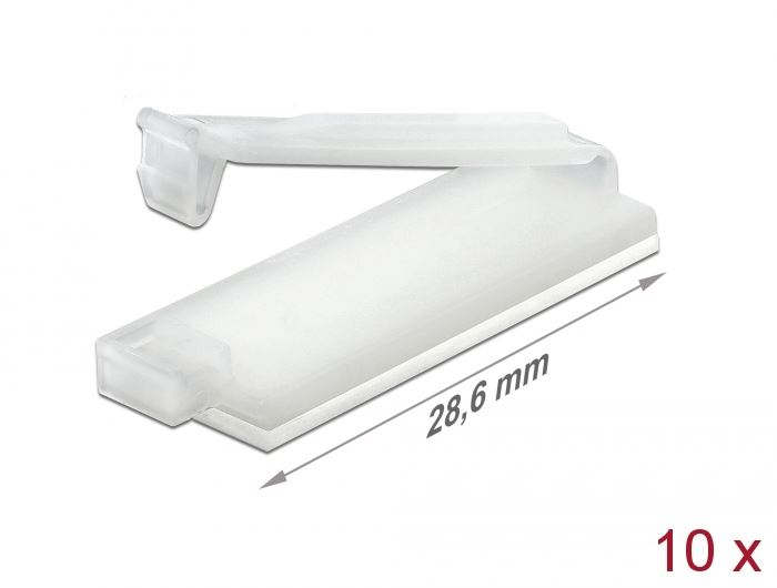 Delock Természetes színű öntapadós kábeltartó zárócsattal, 10db (60182)