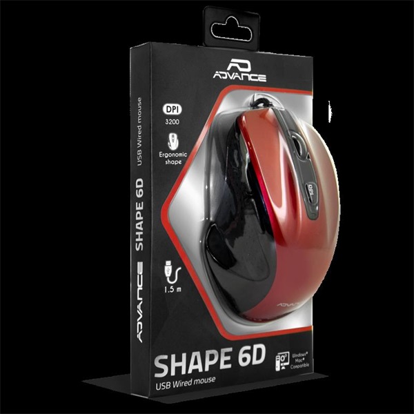 Advance SHAPE 6D Egér  Piros
