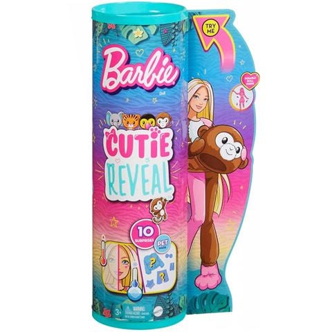 Mattel Barbie Cutie Reveal: Majmocska meglepetés baba (4.sorozat) (HKR01)
