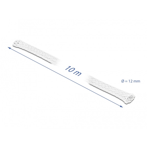 Delock 20804 10mx12mm fehér nyújtható fonott kábelharisnya Delock 20804 10mx12mm fehér nyújtható fonott kábelharisnya