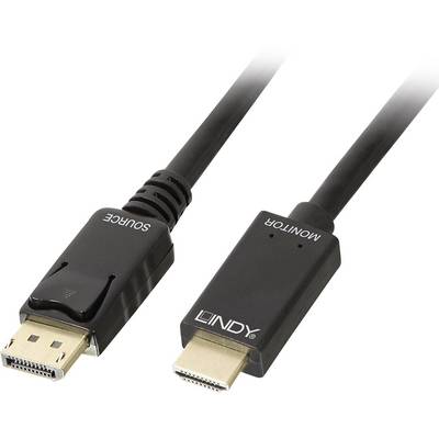 LINDY Kijelző csatlakozó / HDMI Csatlakozókábel [1x DisplayPort dugó - 1x HDMI dugó] 1.00 m Fekete