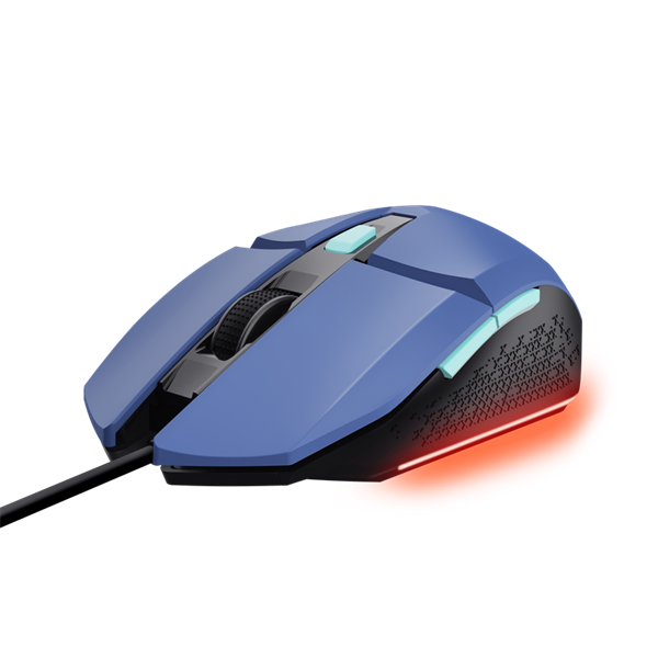 Trust Egér Gamer Vezetékes - GXT109 Felox (Optikai érzékelő; max6400DPI; 6 gomb; LED; kék)
