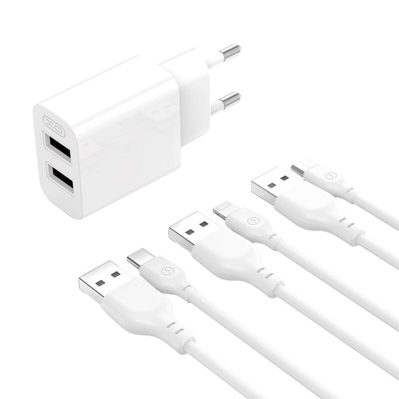 XO L109 network charger 2x USB-A, USB Type-C cable, 2.4A  