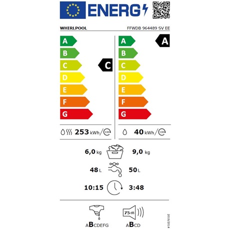 Whirlpool FFWDB 964489 SV EE MOSÓ-SZÁRÍTÓGÉP GŐZ FUNKCIÓVAL