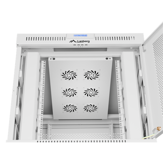 Lanberg 19" szabadon álló rack szekrény 15U/800X1000 perforált ajtó, lapraszerelt, LCD kijelző, szürke