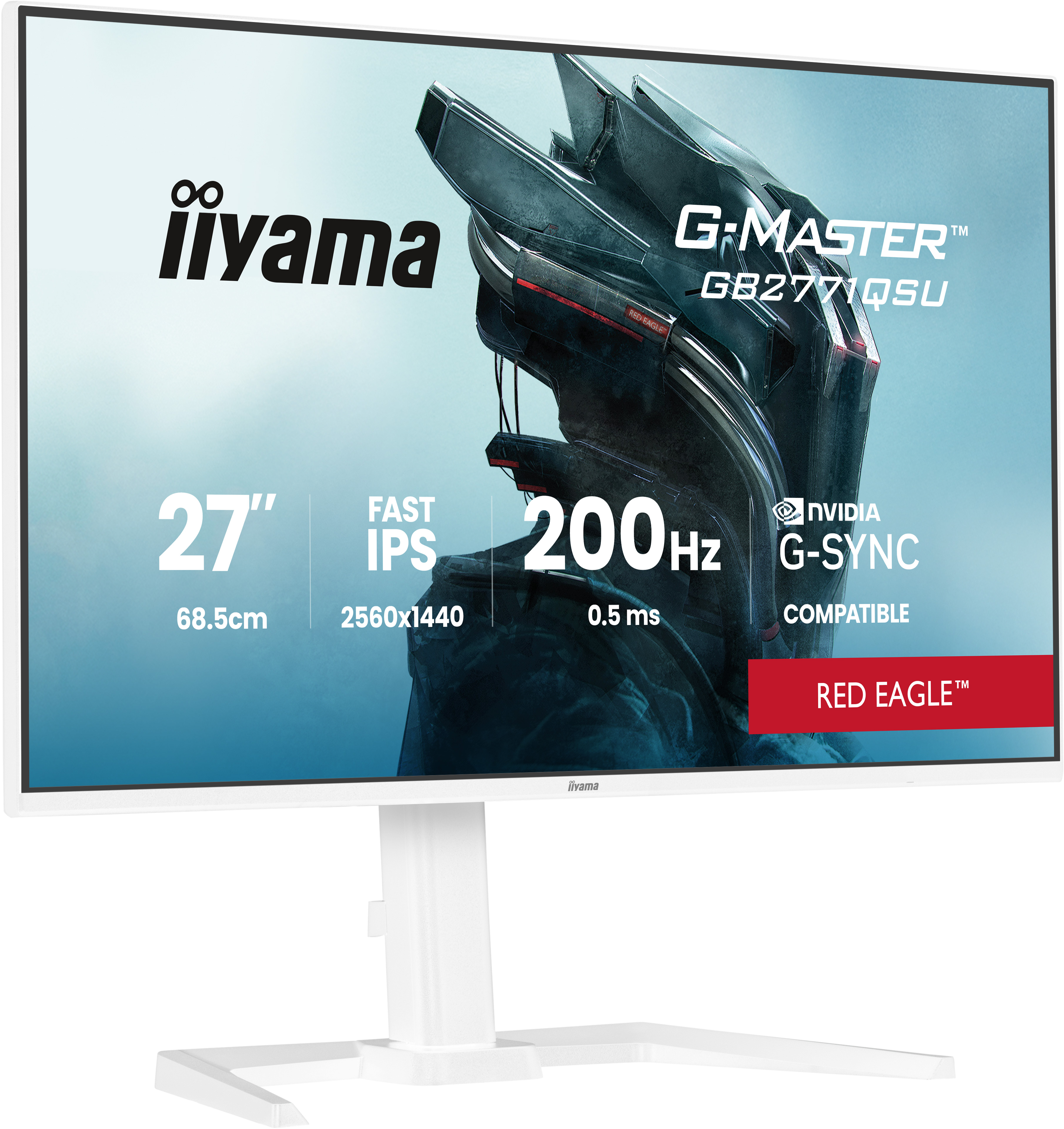 iiyama 27" G-Master GB2771QSU-W1 IPS LED Monitor - 2560x1440, QHD, 200Hz, 0,5ms, Hangszóró, Gamer,  Fehér