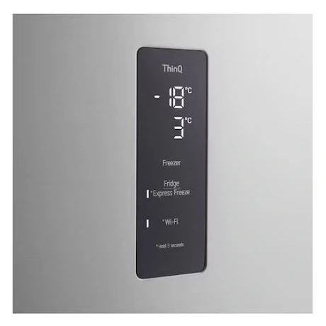 Lg GTFV61PYBQD  Felülfagyasztós hűtőszekrény, E energiaosztály, Inox
