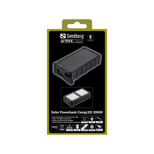 SANDBERG Solar CampLED 20000 mAh Powerbank