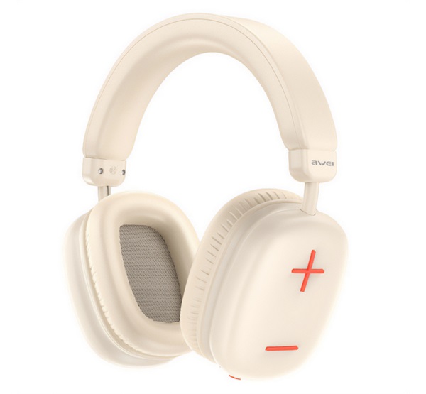 Awei AT6 bluetooth fejhallgató SZTEREO (v5.4, mikrofon, kártyaolvasó, 3.5mm jack aljzat) BÉZS (AT6_W)