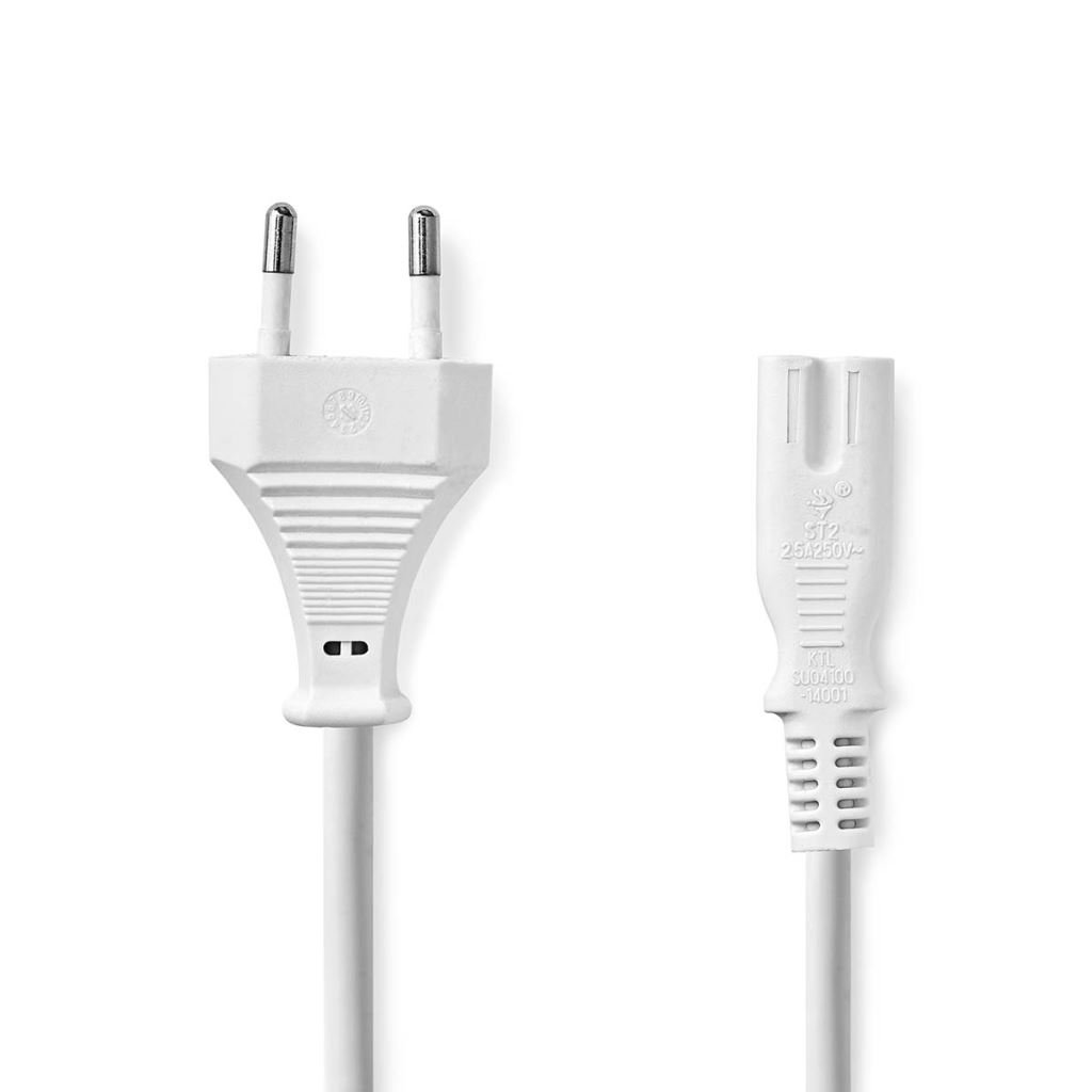 Nedis tápkábel - európai csatlakozó - IEC-320-C7 2m fehér (PCGP11040WT20)
