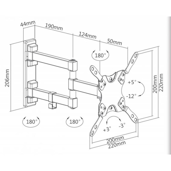 Sbox LCD-223 13"-43" VESA 200x200 dönthető, forgatható, karos fali konzol Sbox LCD-223 13"-43" VESA 200x200 dönthető, forgatható, karos fali konzol