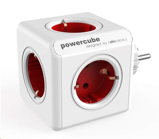 Allocacoc PowerCube Original hálózati elosztó fehér-piros  (1100RD/DEORPC)