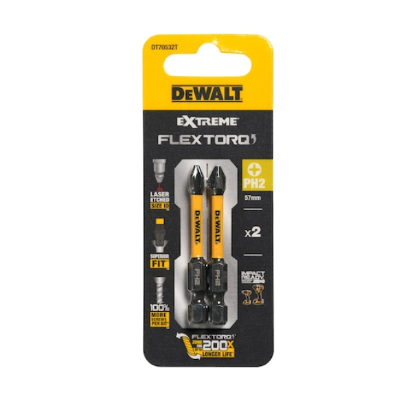 DEWALT Bithegy csavarhúzó 57mm  2db PH2 FLRQ