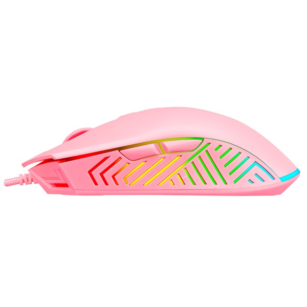 Rampage Egér Gamer - SMX-G68 SPEAR (7200DPI, 7 gomb, makro, RGB LED, 1,5m harisnyázott kábel, pink)