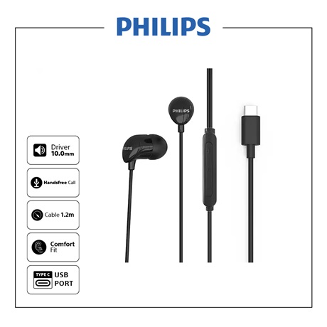 Philips PH151253 TAE2146BK TYPE-C Vezetékes headset Philips PH151253 TAE2146BK TYPE-C Vezetékes headset