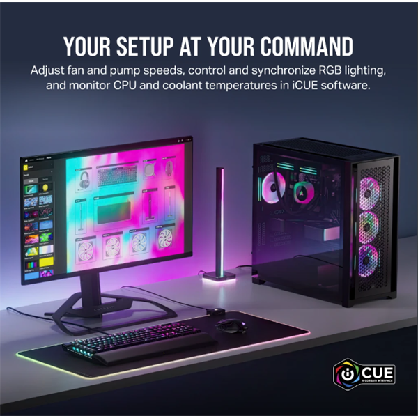 CORSAIR  iCUE LINK H100i RGB AIO (vízhűtés)  2 Ventilátorots  LGA1700 támogatással CPU hűtő fekete