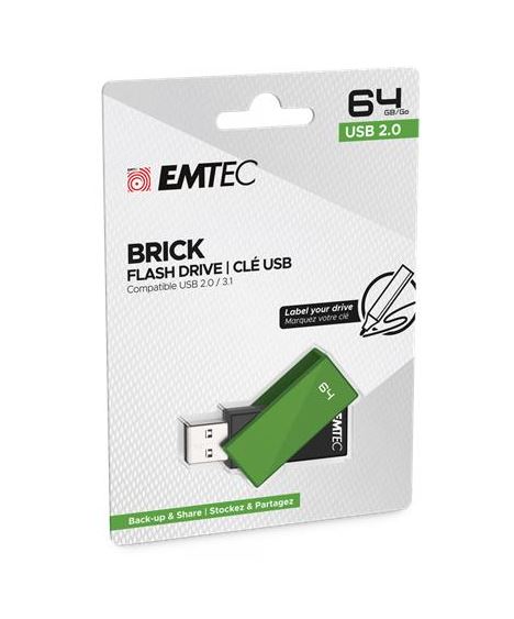 Pen Drive 64GB Emtec (C350) Brick 2.0 USB 2.0 zöld (ECMMD64GC352)