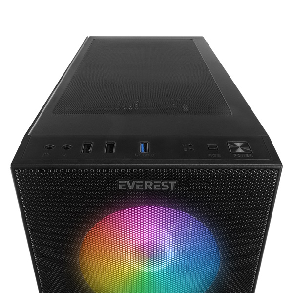 Everest  FACED V1  fekete  üveg  ATX  alsó táp Számítógépház