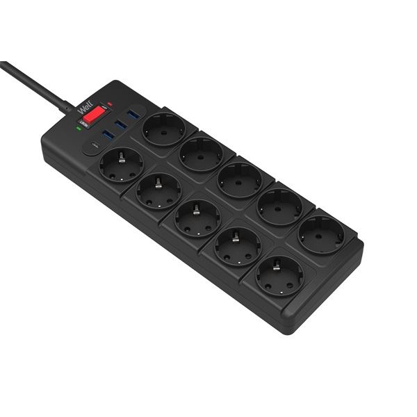 Well 10-es hálózati elosztó 3x USB-A, 1x USB-C 2m fekete (EXTS-10S2M-PROT/USBC4BK-WL) Well 10-es hálózati elosztó 3x USB-A, 1x USB-C 2m fekete (EXTS-10S2M-PROT/USBC4BK-WL)