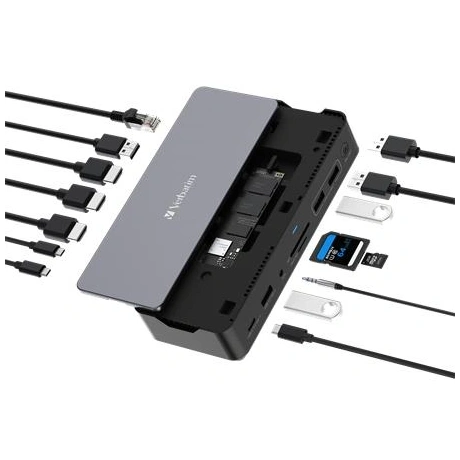 VERBATIM "USB-C Pro CDS-15S" 15 port USB-C host SSD bővítési lehetőség Dokkoló