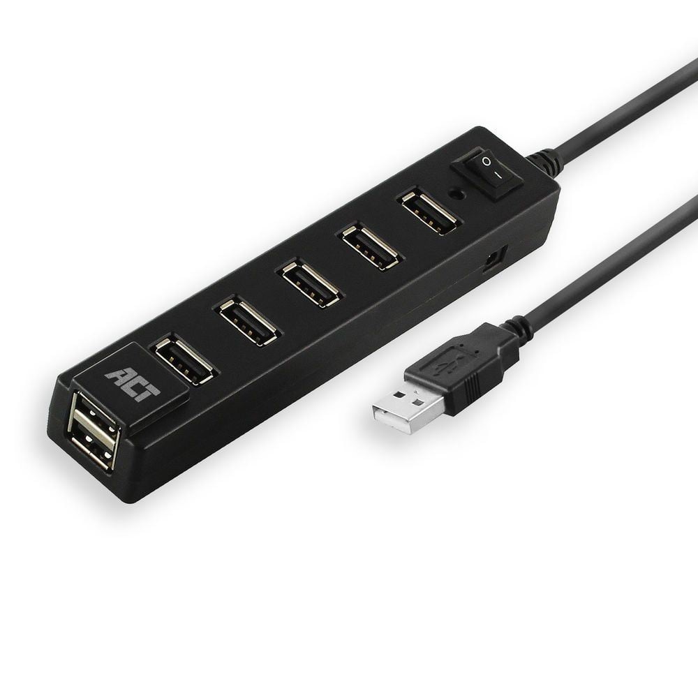 ACT  AC6215 USB Hub 2.0 7 portos kapcsolóval fekete 