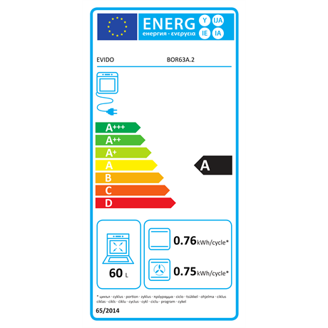 Evido BOR63A.2  LÉGKEVERÉSES  Beépíthető sütő