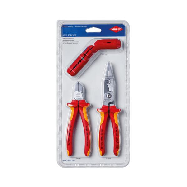 KNIPEX Fogó és multifunkciós kábelcsupaszító készlet, 3 részes, 1000 V szigetelt (00 31 30 BK V01)