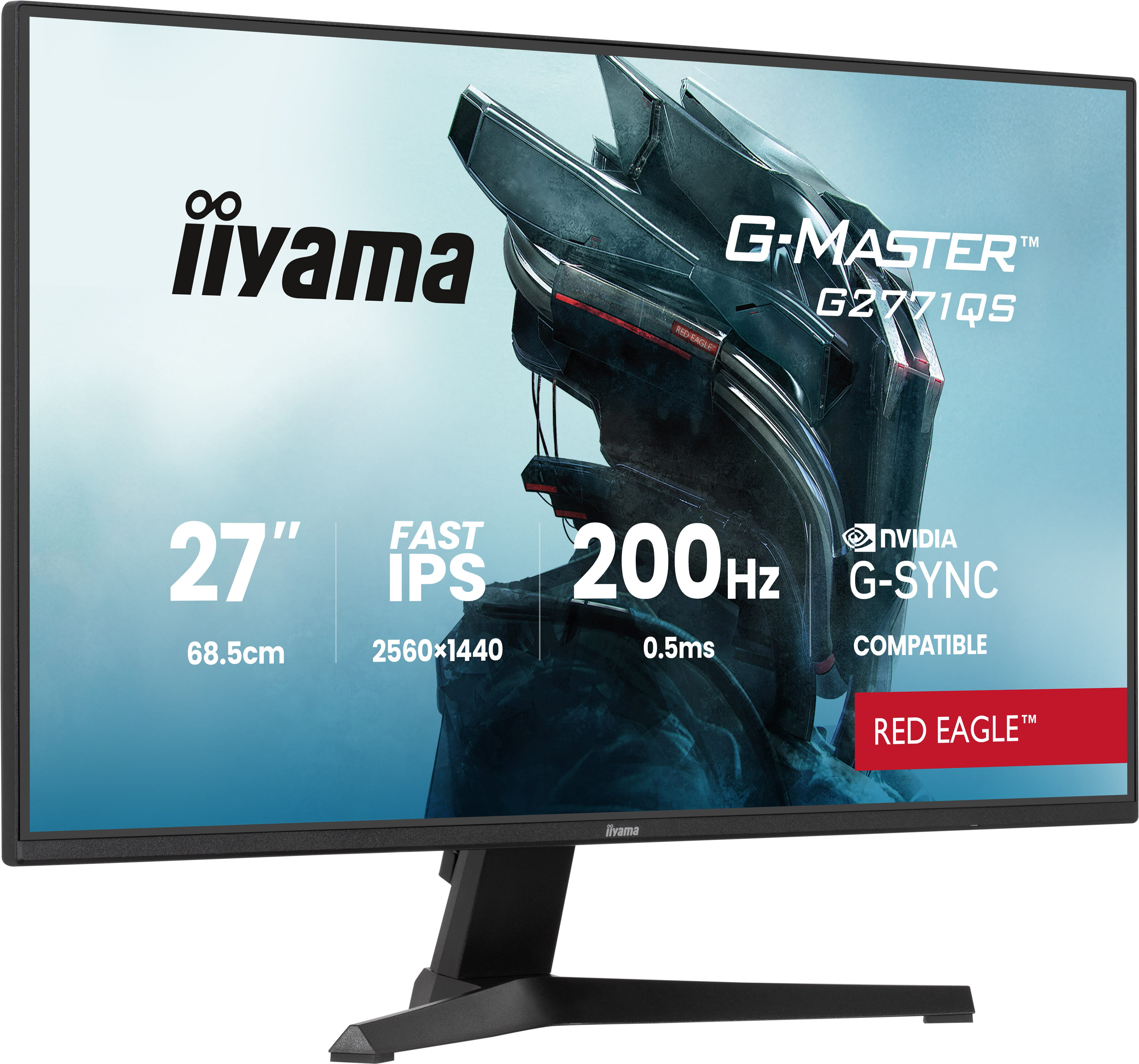 iiyama 27" G2771QS-B1 IPS LED Monitor - 2560x1440, QHD, 200Hz, 0,5ms, Hangszóró, G-Sync, Gamer, Fekete