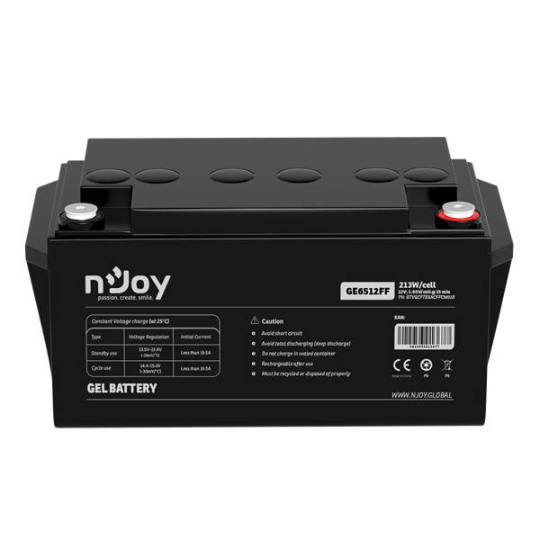 NJOY GE6512FF 12V/65Ah T6 zárt gondozás mentes GEL akkumulátor NJOY GE6512FF 12V/65Ah T6 zárt gondozás mentes GEL akkumulátor