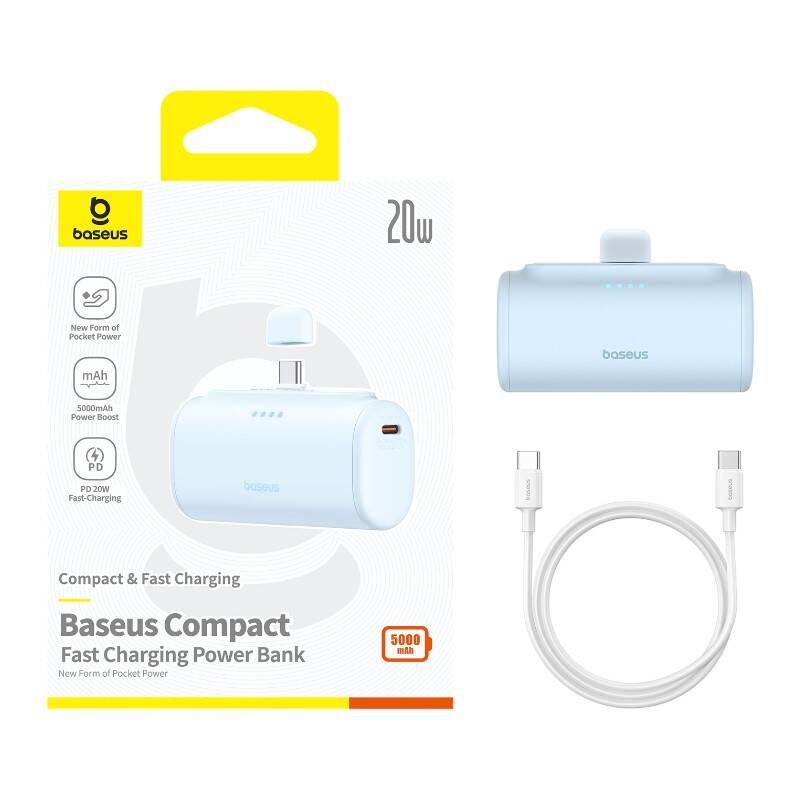  baseus Compact USB-C 5000mAh  20W Powerbank Kék