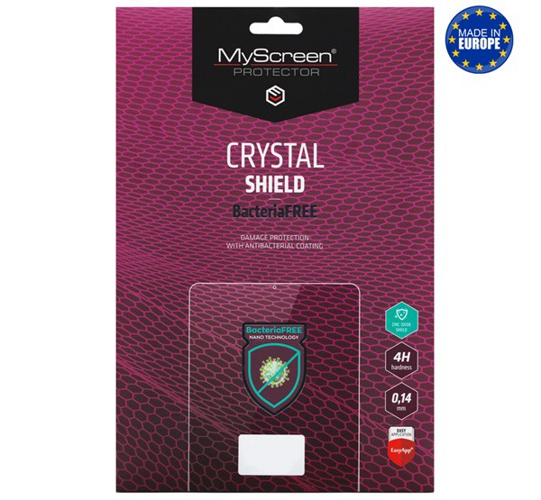 MYSCREEN CRYSTAL BacteriaFREE képernyővédő fólia (antibakteriális, 4H, NEM íves) ÁTLÁTSZÓ [Apple IPAD Air 2022]